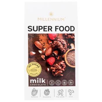 Конфеты Millennium Super Food молочно-шоколадные с миндалем, малиной, льном и чиа 80г - купить, цены на КОСМОС - фото 2