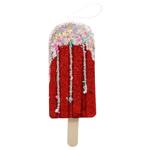 Red Ice Cream Decoration with Beaded Ribbon 16cm