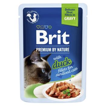 Корм вологий Brit Premium Delicate Fillets in Gravy з качкою в соусі для стерелізованих котів 85г - купити, ціни на КОСМОС - фото 1