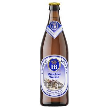 Пиво Hofbrau Munchner Weisse светлое нефильтрованное 5,1% 0,5л - купить, цены на NOVUS - фото 1