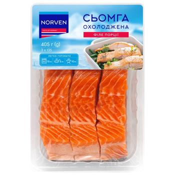 Сьомга Norven філе порції на шкірі охолоджена 405г