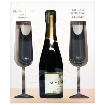 Вино ігристе Jaume Serra Cava Brut біле брют 0,75л + 2 келиха - купити, ціни на КОСМОС - фото 3
