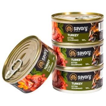 Набір вологого корму для кошенят Savory Kitten 3+1 4 шт х 100 г - індичка - купити, ціни на MasterZoo - фото 4