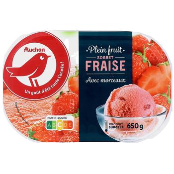 Мороженое Auchan Клубничный сорбет 650г