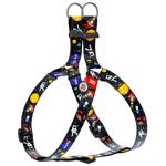 Waudog Nylon Harness for Dogs with QR Passport 40-55cm/15mm Multi-Colored with Nasa Design