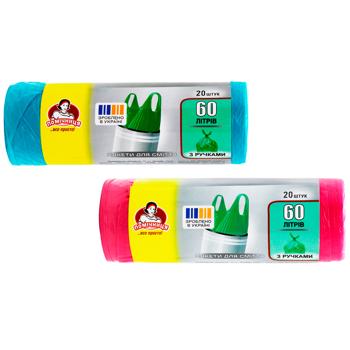 Pomichnytsya Trash Bag with Handles 60l 20pcs - buy, prices for Auchan - photo 1