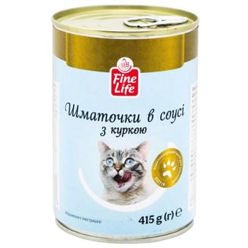 Fine Life Pieces in Sauce with Chicken Food for Adult Cats 415g - buy, prices for METRO - photo 1