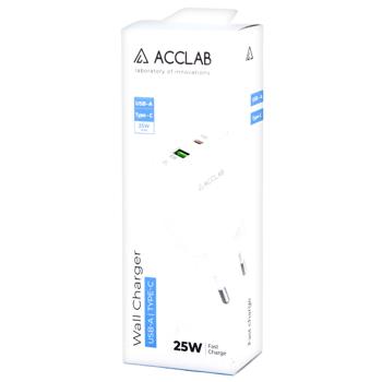 Мережевий зарядний пристрій Acclab AL-TC252 25W USB-C PD+USB-A QC3.0 White - купити, ціни на КОСМОС - фото 1