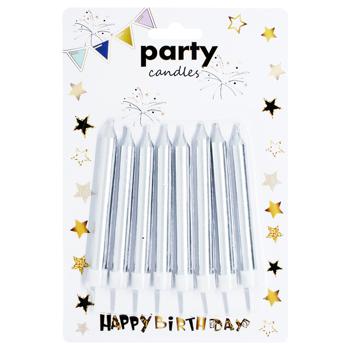 Набор свечей Party Candles для торта 8шт золото-серебро - купить, цены на КОСМОС - фото 1