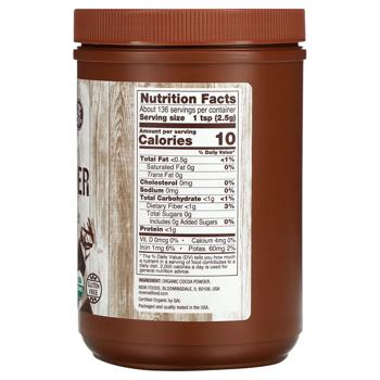 Порошок какао, Cocoa Lovers, Organic Cocoa Powder, Now Foods, 340 г - купить, цены на Biotus - фото 2