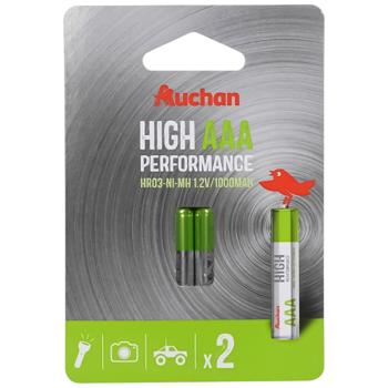 Аккумуляторы Auchan Premium 1000 AAA 2шт - купить, цены на Auchan - фото 1