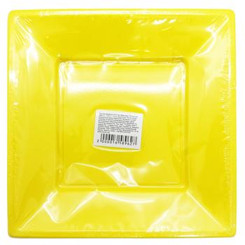 Yellow Plastic Square Plates 18cm 10pcs - buy, prices for COSMOS - photo 1