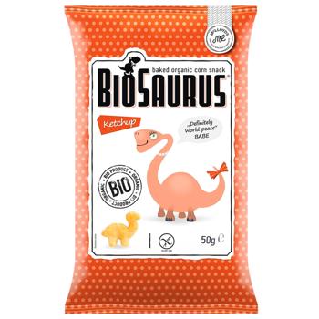 Снеки Biosaurus кукурудзяні органічні з кетчупом 50г - купити, ціни на КОСМОС - фото 1