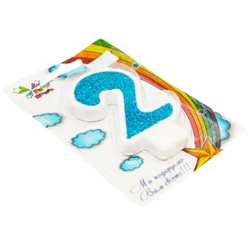 Свеча Party House цифра 2 синій - купить, цены на Cупермаркет "Харьков" - фото 2