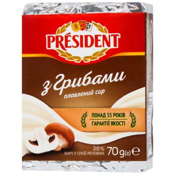 President Processed Cheese with Mushrooms 38% 70g - buy, prices for Chudo Market - photo 1