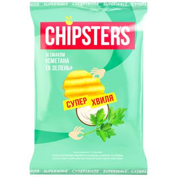 Chipster's Sour Cream and Herbs Wavy Potato Chips 95g - buy, prices for NOVUS - photo 1