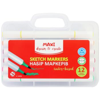 Набір скетч-маркерів Maxi Sketch двосторонні 12 кольорів