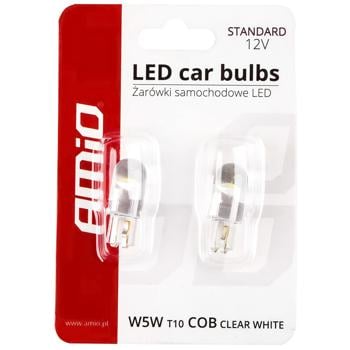 Лампа автомобільна Amio LED W5W COB 12V Clear White - купити, ціни на Auchan - фото 1