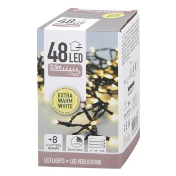 Гірлянда електрична Koopman зовнішня 3хАА 48 LED 4,1м теплий білий - купити, ціни на КОСМОС - фото 1