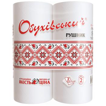 Полотенца бумажные Обуховский белые 2-слойные 2шт