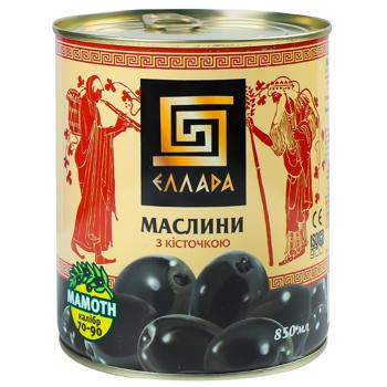 Ellada Black Olives with Stone 850ml - buy, prices for - photo 1