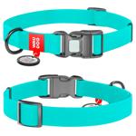 Waudog Waterproof Dog Collar with QR Passport, Luminescent Fastex Buckle 25-35cm/15mm Menthol