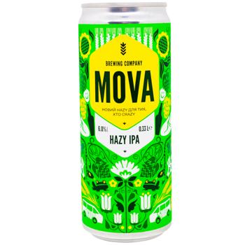 Пиво Mova Hazy IPA світле нефільтроване 6% 0,33л