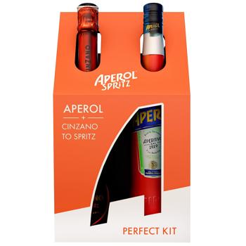 Aperol Aperitivo Aperitive 0.7l + Cinzano To Spritz Sparkling White Dry Wine 0.75l - buy, prices for COSMOS - photo 1