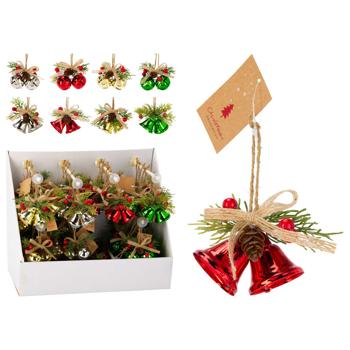 Украшение подвесное Koopman Колокольчик двойной 8х4х6см в ассортименте - купить, цены на NOVUS - фото 1