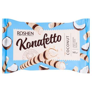 Трубочки вафельные Roshen Konafetto с кокосовой начинкой 140г - купить, цены на Идеал - фото 1