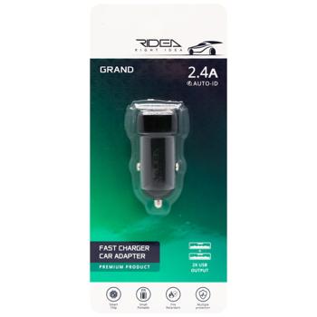 Ridea RCC-21012 Grand 2USB 2.4A Black Fast Charger Car Adapter