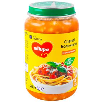 Пюре овочеве Milupa спагеті болоньєзе зі шматочками яловичини з 8 місяців 200г - купити, ціни на За Раз - фото 1