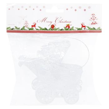 Silver Glitter Baby Carriage Christmas Tree Pendant 11*11cm - buy, prices for COSMOS - photo 1