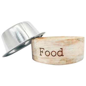 Миска Arjan Impex Wooden Holders With SS Insert Straight металева 370мл коричневий - купити, ціни на MasterZoo - фото 4