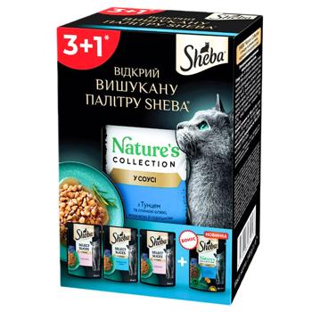 Sheba Nature's Collection набір вологого корму для котів 3+1 шт х 85 г - асорті - купить, цены на MasterZoo - фото 1