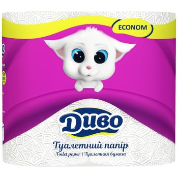 Туалетная бумага Диво Эконом белая 2-слойная 4шт