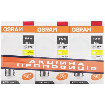 Набор лампочек Osram E27 8.5W 3000K 3шт - купить, цены на Auchan - фото 1