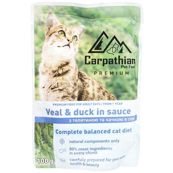 Carpathian Pet Food with Veal and Duck in Sauce Wet Food for Cats 100g - buy, prices for Auchan - photo 1