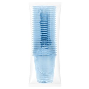 Набор стаканов одноразовых Инпак пластик 200мл 25шт прозрачно-голубой - купить, цены на NOVUS - фото 1