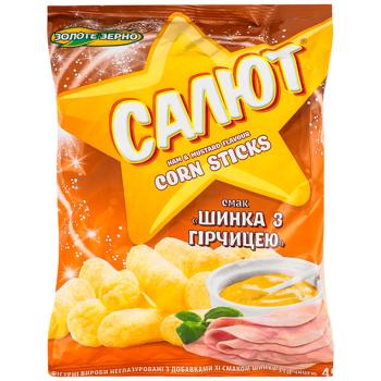 Палички кукурудзяні Золоте зерно Салют шинка з гірчицею 45г - купити, ціни на Cупермаркет "Харків" - фото 1