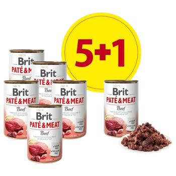 Brit Care Pate and Meat набір вологого корму для собак 5+1 шт х 400 г - яловичина - купити, ціни на MasterZoo - фото 1