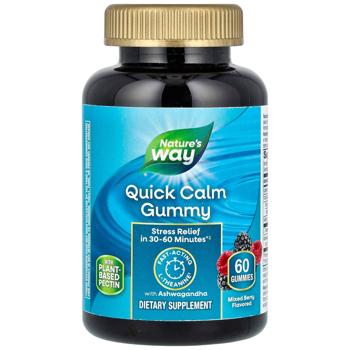 Заспокійлива з ашвагандою, Quick Calm Gummy, Nature's Way, зі смаком ягід, 60 жувальних цукерок - купить, цены на Biotus - фото 1