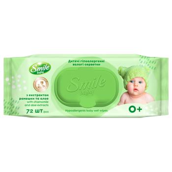 Салфетки влажные Smile Baby Алоэ + экстракт ромашки 72шт - купить, цены на METRO - фото 1