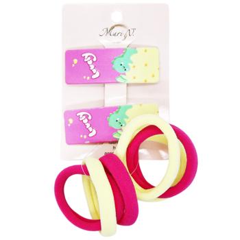 Mari N. Set of Kid's Hair Clips with Print and Elastic Bands 8pcs in assortment - buy, prices for Auchan - photo 6