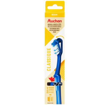 Зубна щітка Auchan Classic Medium ручка та 2 насадки - купити, ціни на - фото 2