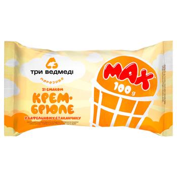 Мороженое Три Медведя Крем-брюле в вафельном стаканчике 100г