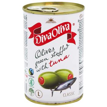 Оливки Diva Oliva з тунцем 314мл - купити, ціни на МегаМаркет - фото 1