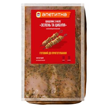 Шашлык из мяса бедра курицы Наша Ряба Аппетитная Зелень и лук без кожи охлажденный ~2кг - купить, цены на - фото 1
