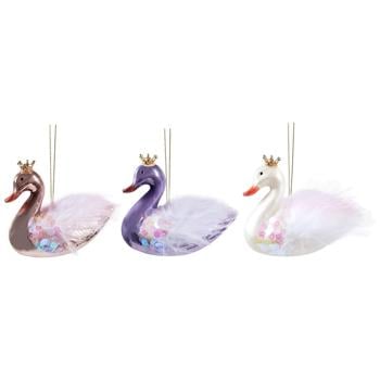 Підвіска Actuel Лебідь з паєтками та пір'ям 9см в асортименті