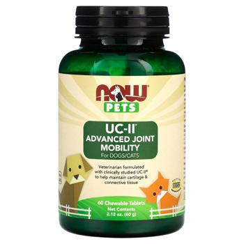 Вітаміни для собак і кішок, Pets UC-II Advanced Joint Mobility, NOW Foods, підтримка суглобів, 60 жу - купить, цены на Biotus - фото 1